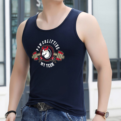 Καθημερινό φανελάκι με στάμπα και οβάλ λαιμόκοψη για άνδρες