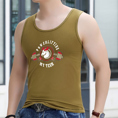 Καθημερινό φανελάκι με στάμπα και οβάλ λαιμόκοψη για άνδρες