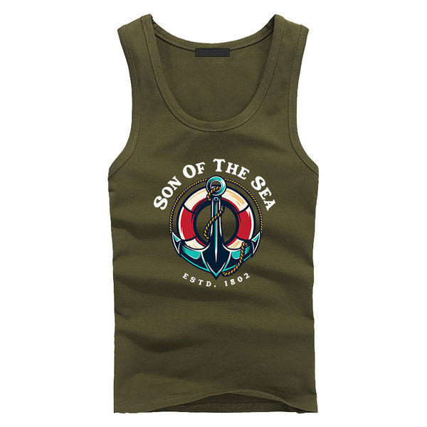 Moderna ležerna muška majica bez rukava sa šarenom aplikacijom i natpisom