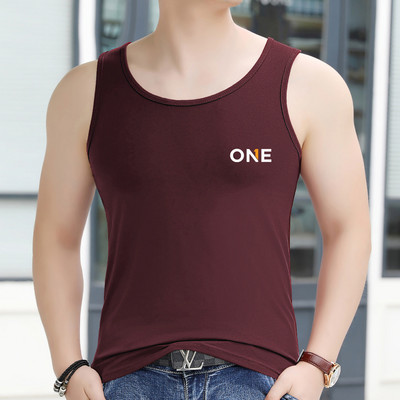 Καθημερινό ανδρικό φανελάκι με στάμπα επιγραφής - πολλά χρώματα