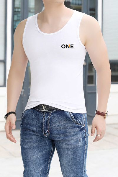 Καθημερινό ανδρικό φανελάκι με στάμπα επιγραφής - πολλά χρώματα