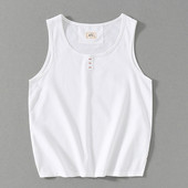 Καλοκαιρινό βαμβακερό φανελάκι με φαρδιές τιράντες για άνδρες