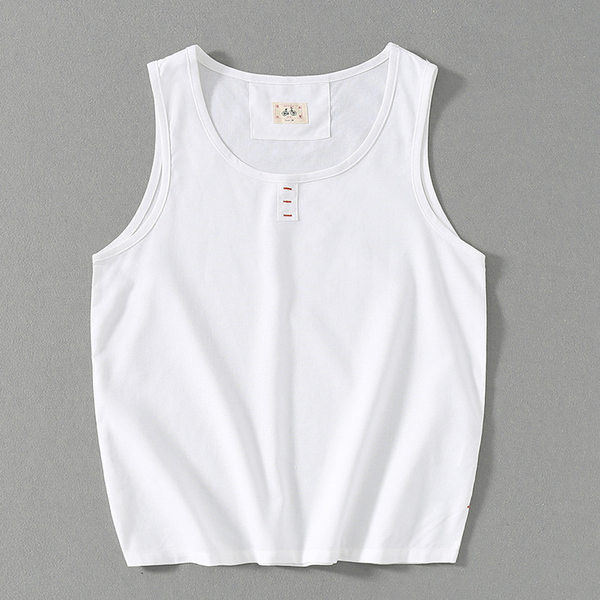 Καλοκαιρινό βαμβακερό φανελάκι με φαρδιές τιράντες για άνδρες