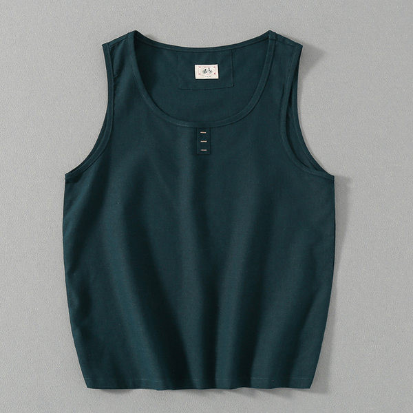 Καλοκαιρινό βαμβακερό φανελάκι με φαρδιές τιράντες για άνδρες