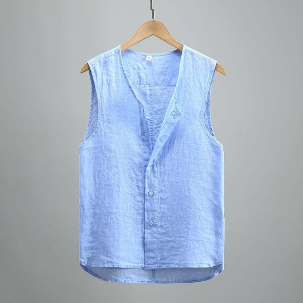 Vyriškas laisvas lininis apatinis trikotažas su sagomis