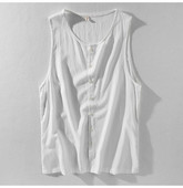 Moodne ümara dekoltee ja nööpidega meeste topp