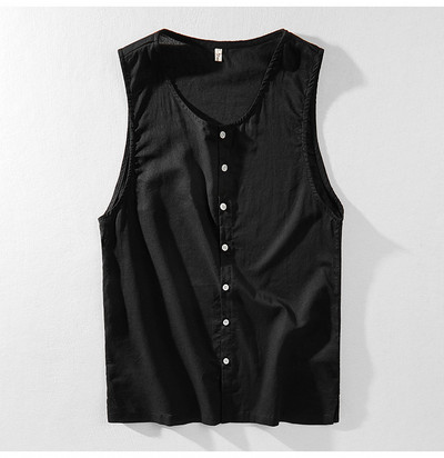 Moodne ümara dekoltee ja nööpidega meeste topp