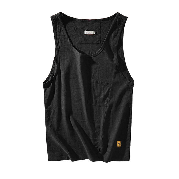 Férfi felső ovális nyakkivágással és zsebbel