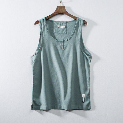 Široka muška majica bez rukava s ovalnim izrezom i amblemom