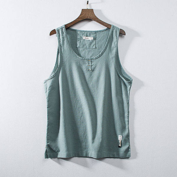 Široka muška majica bez rukava s ovalnim izrezom i amblemom