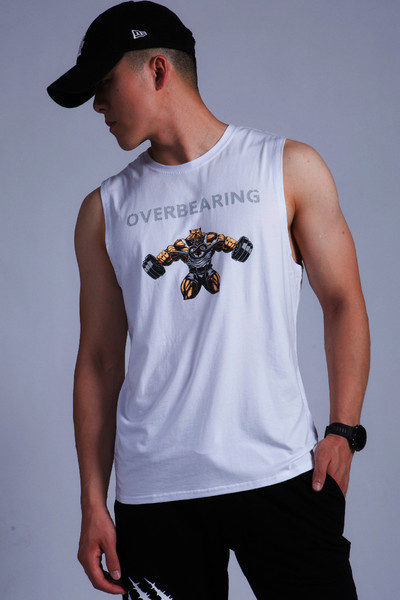 Muška pamučna majica bez rukava s ovalnim izrezom i aplikacijom