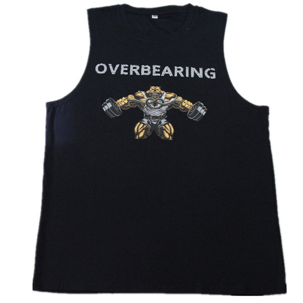 Muška pamučna majica bez rukava s ovalnim izrezom i aplikacijom