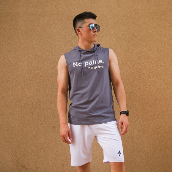 Ανδρικό φανελάκι με γραβάτες και έγχρωμη επιγραφή σε γκρι και λευκό χρώμα