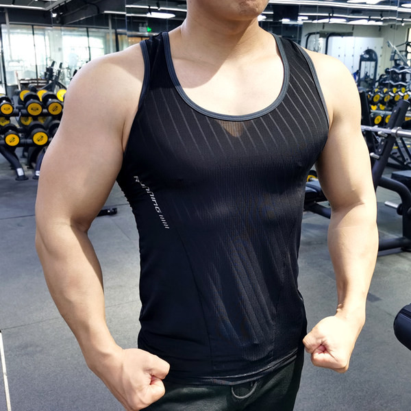 Gyorsan száradó anyagból készült férfi felső, fitneszhez és futáshoz