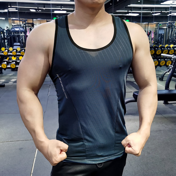 Gyorsan száradó anyagból készült férfi felső, fitneszhez és futáshoz