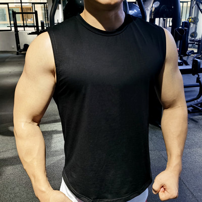 Meeste tavaline puuvillane ovaalse kaelusega topp