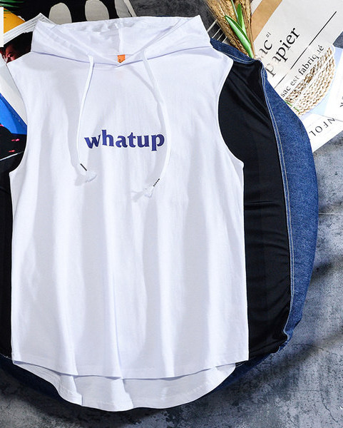 Sportlik meeste asümmeetriline kapuutsiga topp