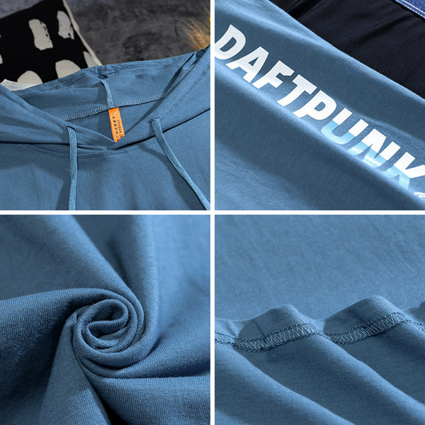 Sportlik meeste asümmeetriline kapuutsiga topp