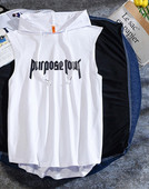 Új modell férfi felső, kapucnival és feliratos nyomattal