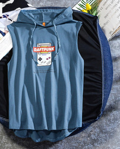 Új modell férfi felső, kapucnival és feliratos nyomattal