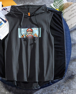 Új modell férfi felső, kapucnival és feliratos nyomattal