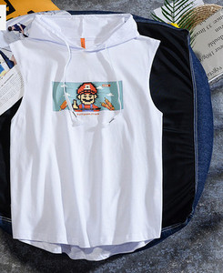 Új modell férfi felső, kapucnival és feliratos nyomattal