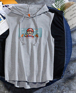 Új modell férfi felső, kapucnival és feliratos nyomattal