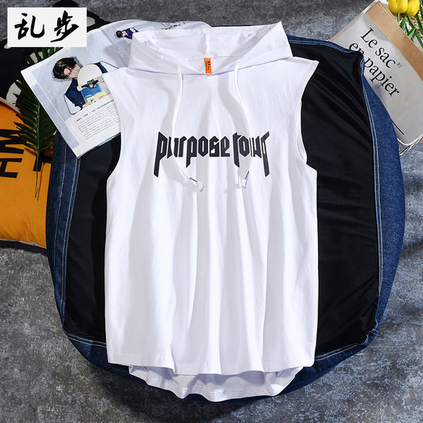 Új modell férfi felső, kapucnival és feliratos nyomattal