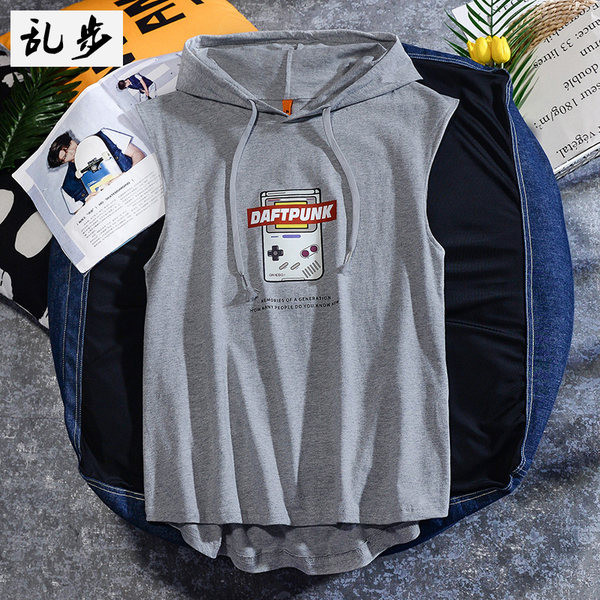 Új modell férfi felső, kapucnival és feliratos nyomattal