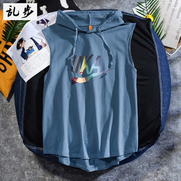 Új modell férfi felső, kapucnival és feliratos nyomattal