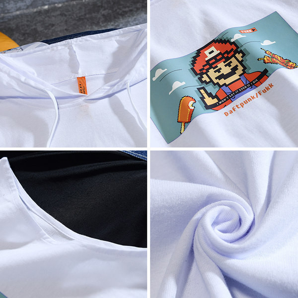 Új modell férfi felső, kapucnival és feliratos nyomattal