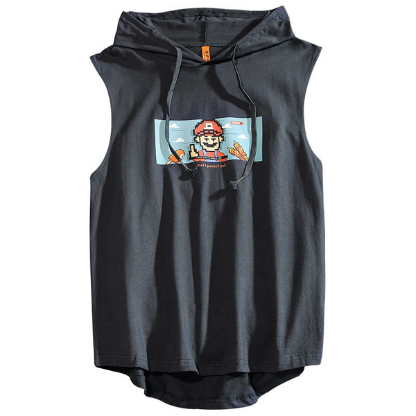 Új modell férfi felső, kapucnival és feliratos nyomattal