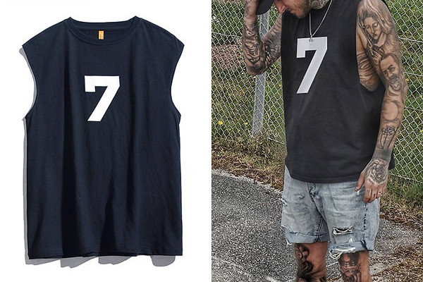 Muška dnevna majica bez rukava sa aplikacijom i natpisom