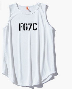 Široki model pamučne majice bez rukava s natpisom