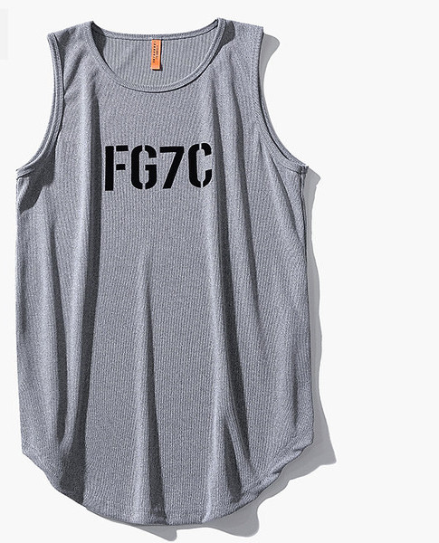 Široki model pamučne majice bez rukava s natpisom