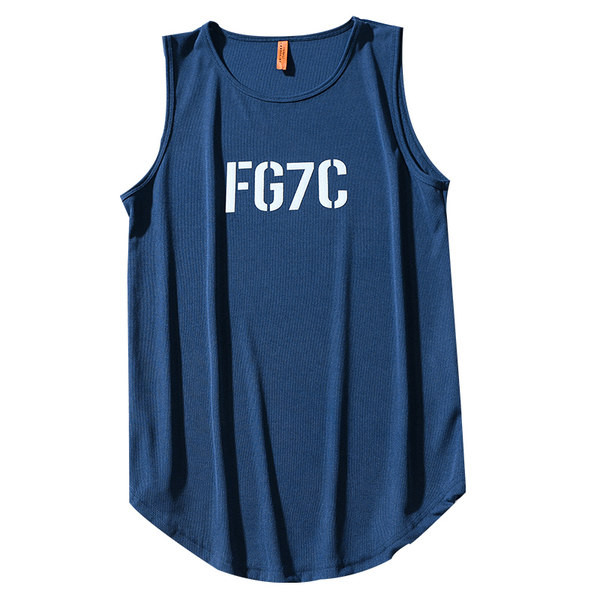 Široki model pamučne majice bez rukava s natpisom