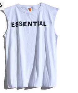 Καλοκαιρινό βαμβακερό φανελάκι με επιγραφή και φαρδιές τιράντες