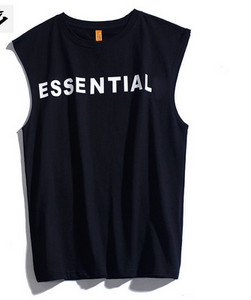 Καλοκαιρινό βαμβακερό φανελάκι με επιγραφή και φαρδιές τιράντες