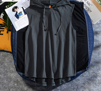 Ανδρικό casual φανελάκι με κορδόνια και κουκούλα - πολλά χρώματα