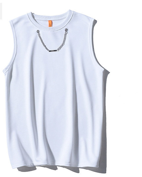 Új modell férfi felső lánccal és kerek nyakkivágással