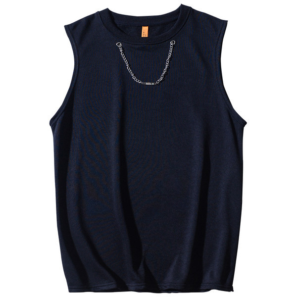 Új modell férfi felső lánccal és kerek nyakkivágással