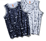 Ovaalse dekoltee ja aplikatsiooniga meeste puuvillane topp