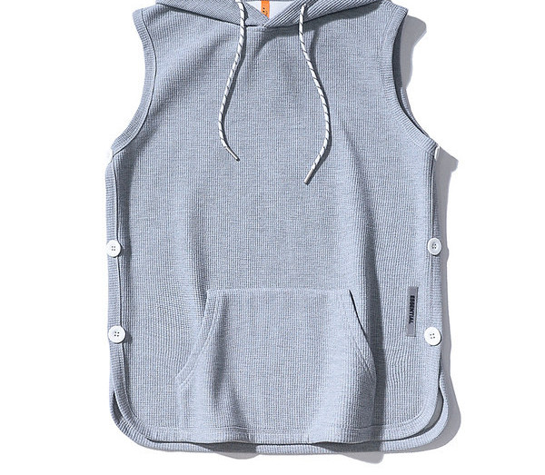 Férfi lezser felső, kapucnival és gombokkal