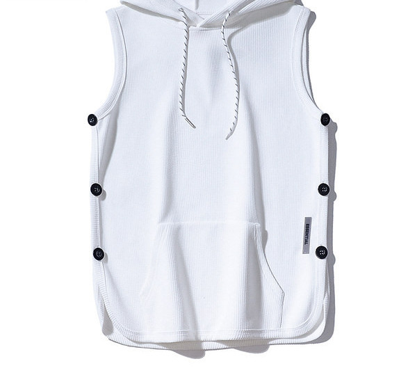 Férfi lezser felső, kapucnival és gombokkal