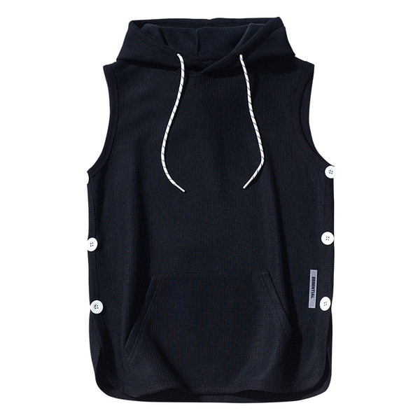 Férfi lezser felső, kapucnival és gombokkal