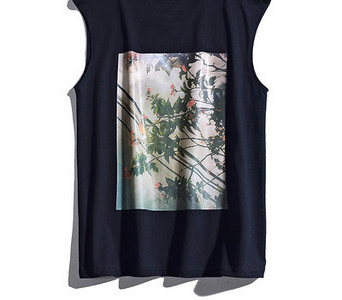 Férfi pamut felső, virágos motívumokkal