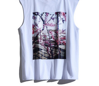 Férfi pamut felső, virágos motívumokkal