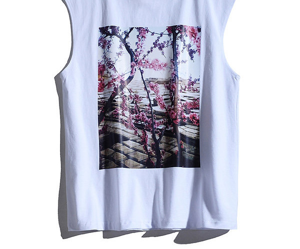 Férfi pamut felső, virágos motívumokkal