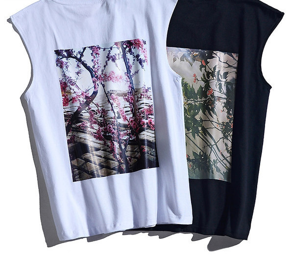 Férfi pamut felső, virágos motívumokkal