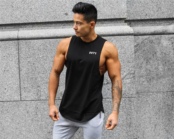 Muška majica bez rukava od brzosušeće tkanine s natpisom pogodna za sport